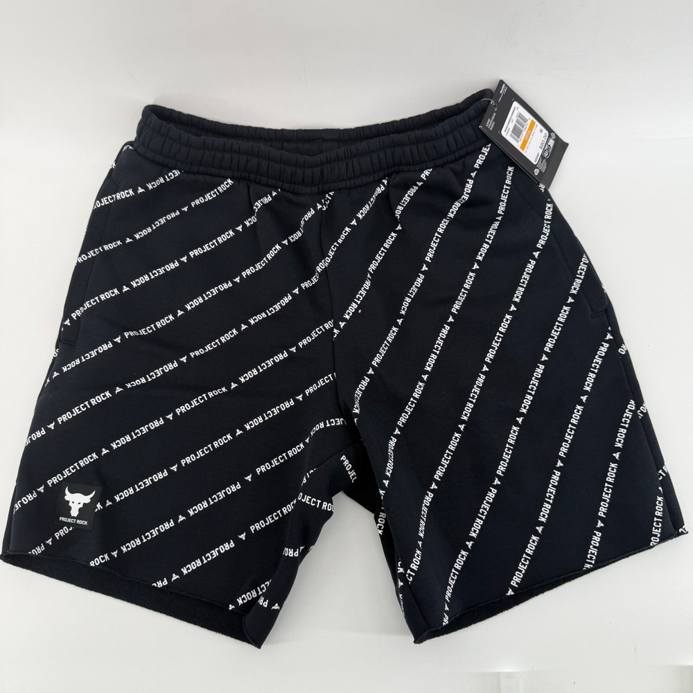 Under Armour Project Rock Black All Over Print Gym Athletic Shorts‎ Men's S